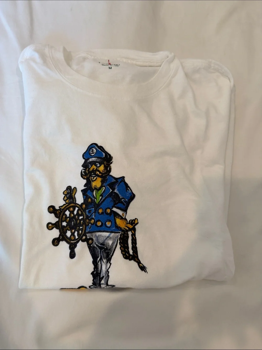 J. Crew White East Hampton Graphic Tee with Blue & Yellow Print